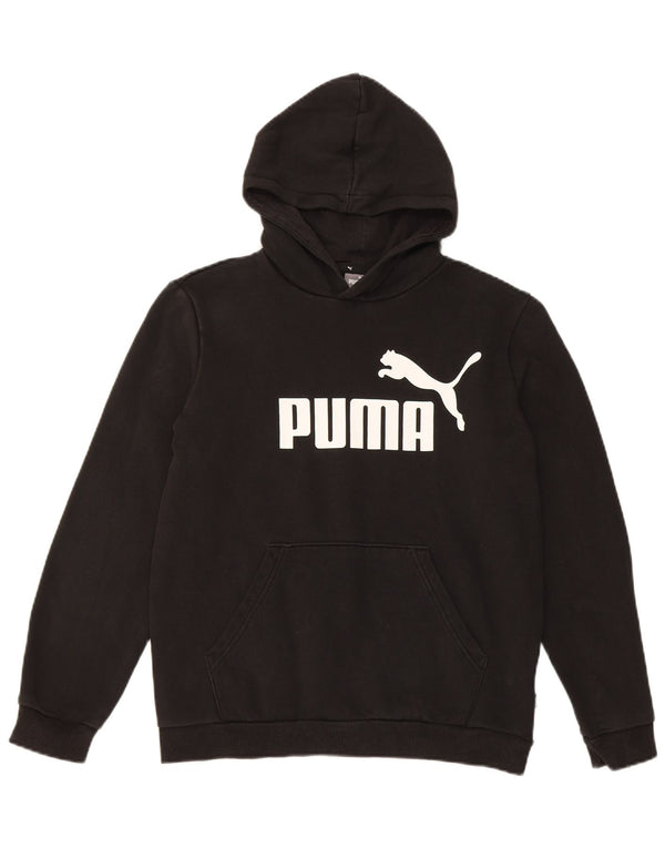 Puma Jungen-Pullover mit grafischem Kapuzenpullover, 13–14 Jahre, schwarze Baumwolle