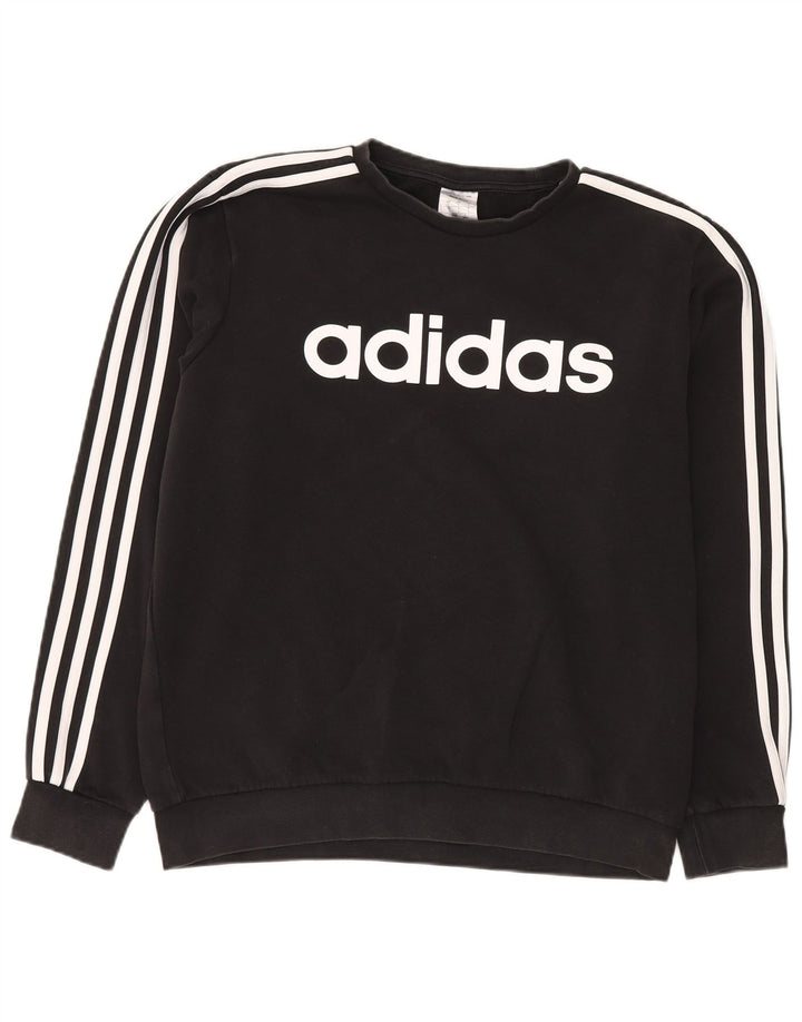 Adidas Herren Grafik-Sweatshirt-Pullover, groß, schwarze Baumwolle