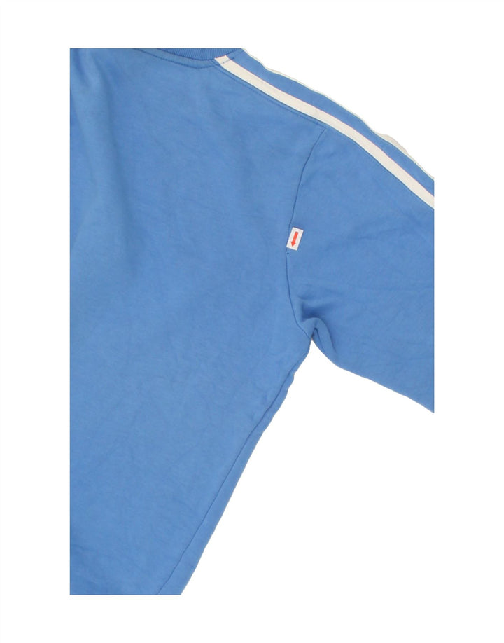 ADIDAS Mens Graphic Sweatshirt Jumper Small Blue Cotton Vintage Adidas and Second-Hand Adidas from Messina Hembry 