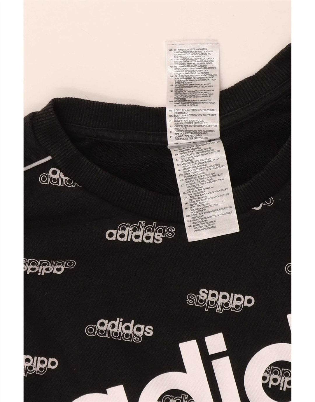 Adidas Herren Grafik-Sweatshirt-Pullover, groß, schwarze Baumwolle
