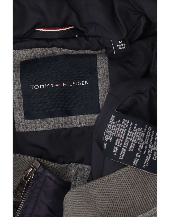 Tommy Hilfiger Herren-Kapuzenpullover mit Reißverschluss, mittelgraues Polyester