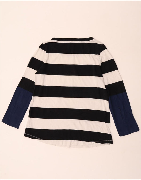 Cos Womens Top Langarm UK 14 Medium Marineblau gestreift Baumwolle