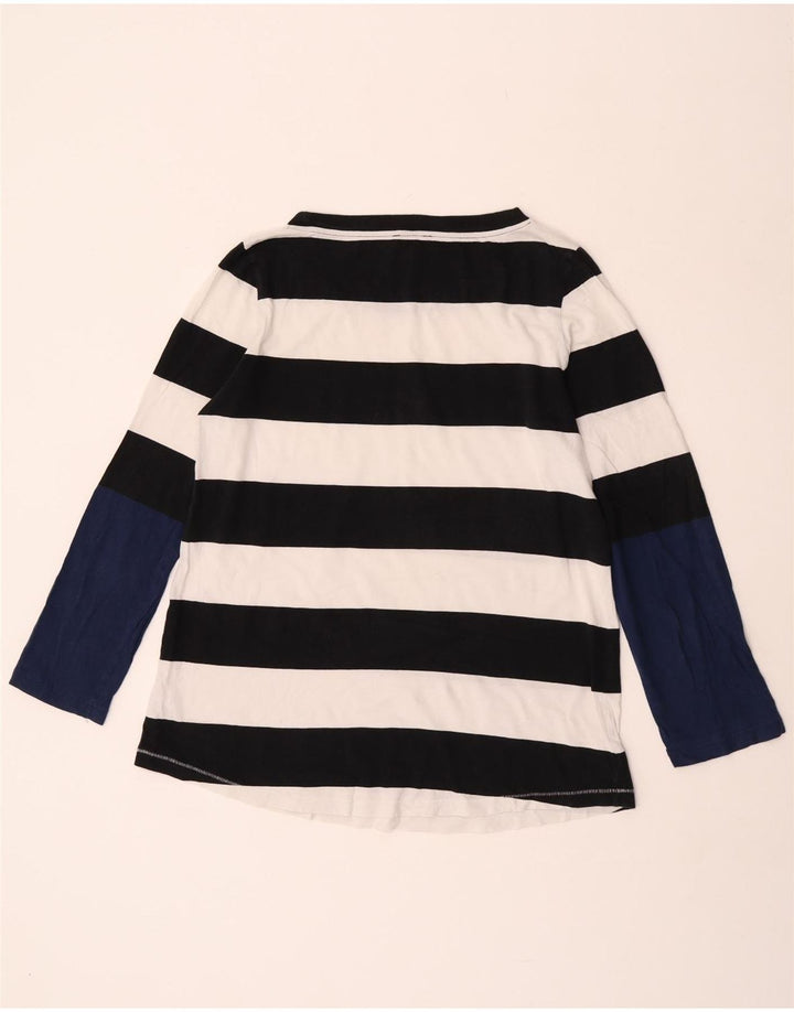 Cos Womens Top Langarm UK 14 Medium Marineblau gestreift Baumwolle