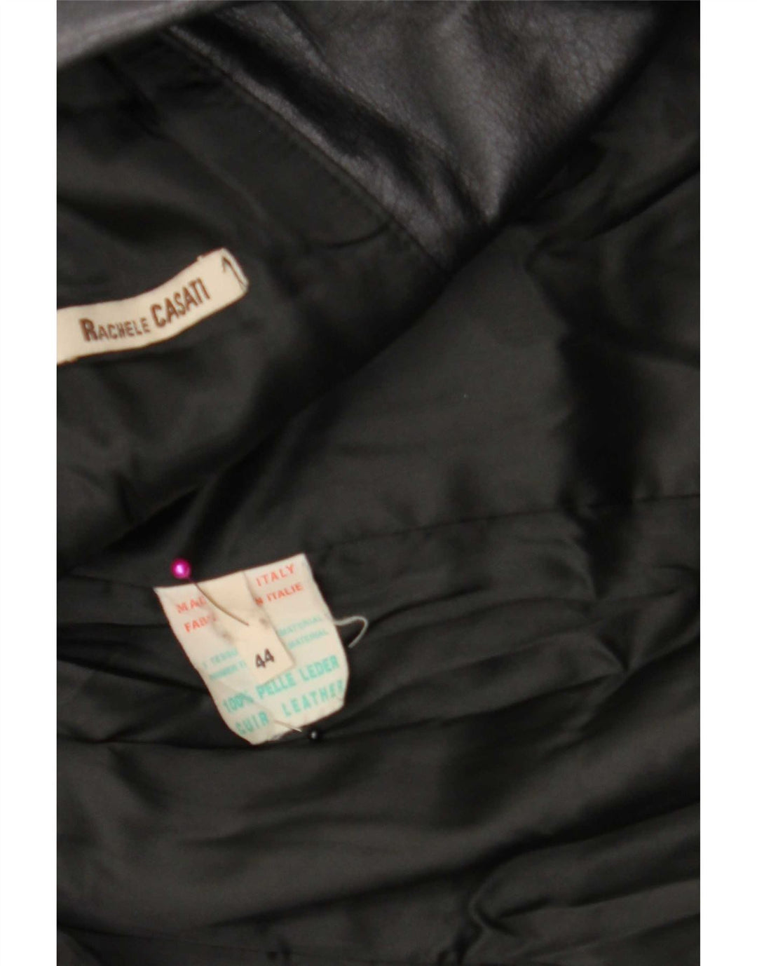 Vintage Damen Ledermantel IT 44 Mittelschwarz