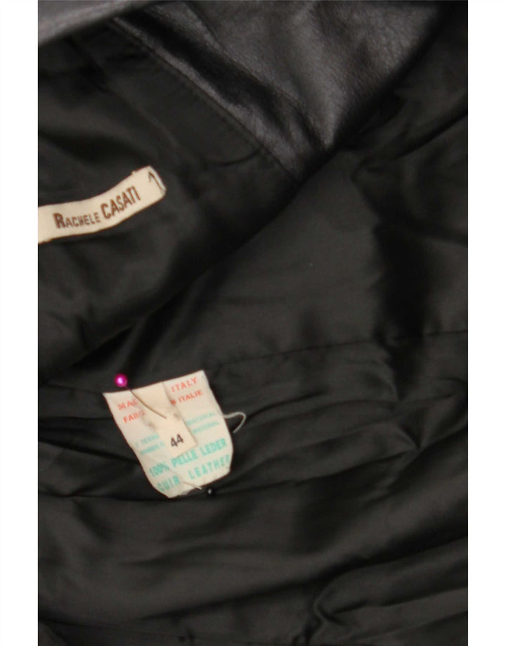 Vintage Damen Ledermantel IT 44 Mittelschwarz