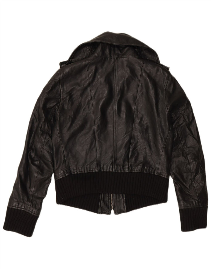 ZEN Damen Lederjacke IT 46 Großes schwarzes Leder