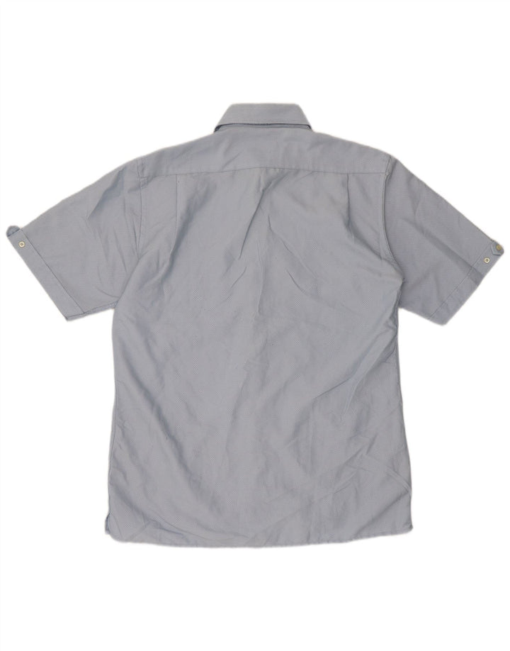 Pierre Cardin Herren-Kurzarmhemd mit normaler Passform, mittelblaue Baumwolle