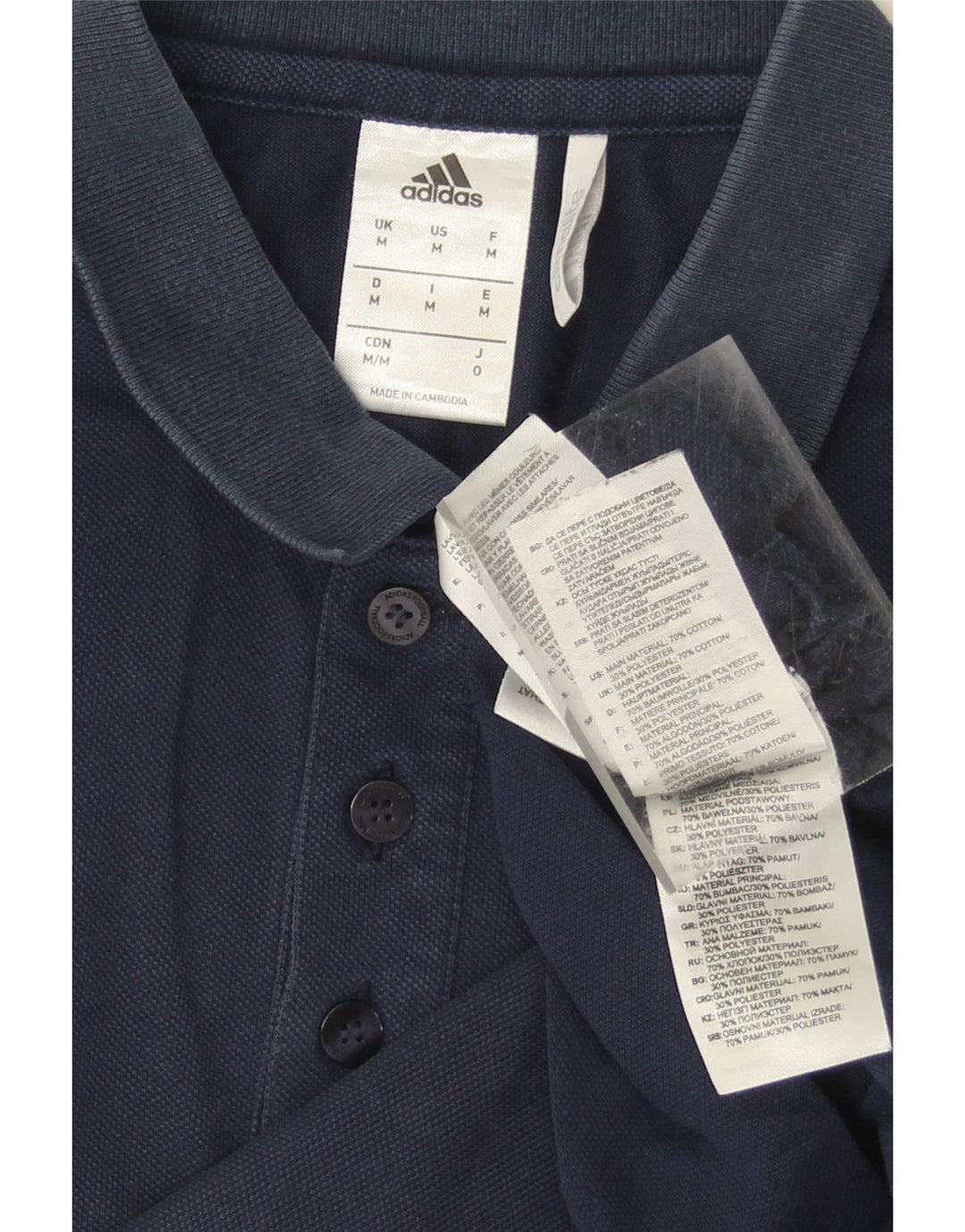 ADIDAS Mens Climalite Polo Shirt Medium Navy Blue Cotton Vintage Adidas and Second-Hand Adidas from Messina Hembry 