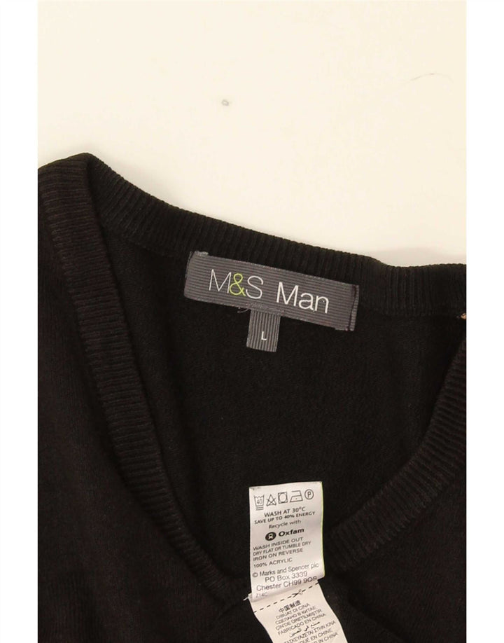Marks & Spencer Herren-Pullover mit V-Ausschnitt, groß, Acryl, Schwarz