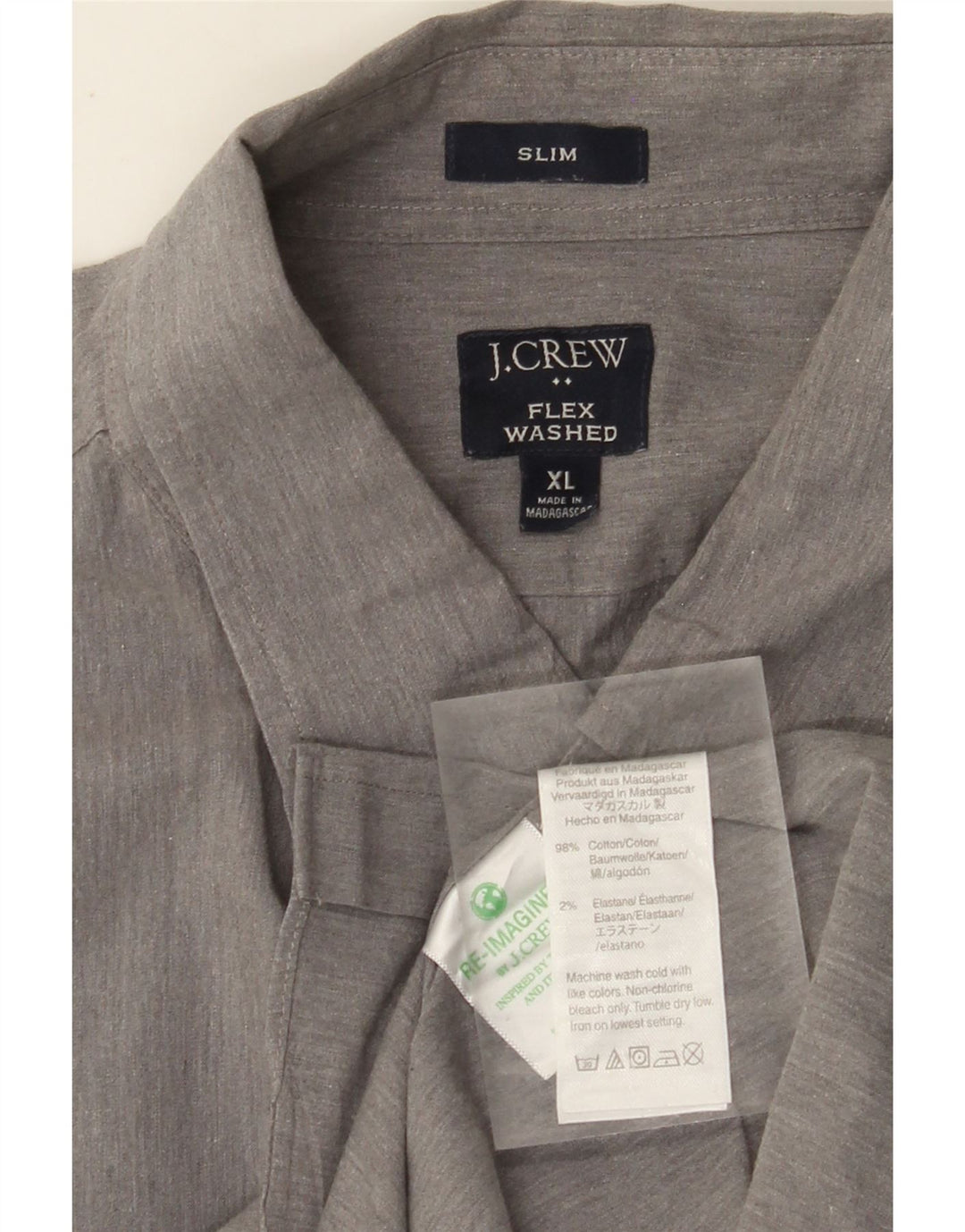 J. CREW Herren-Slim-Hemd XL aus grauer Baumwolle