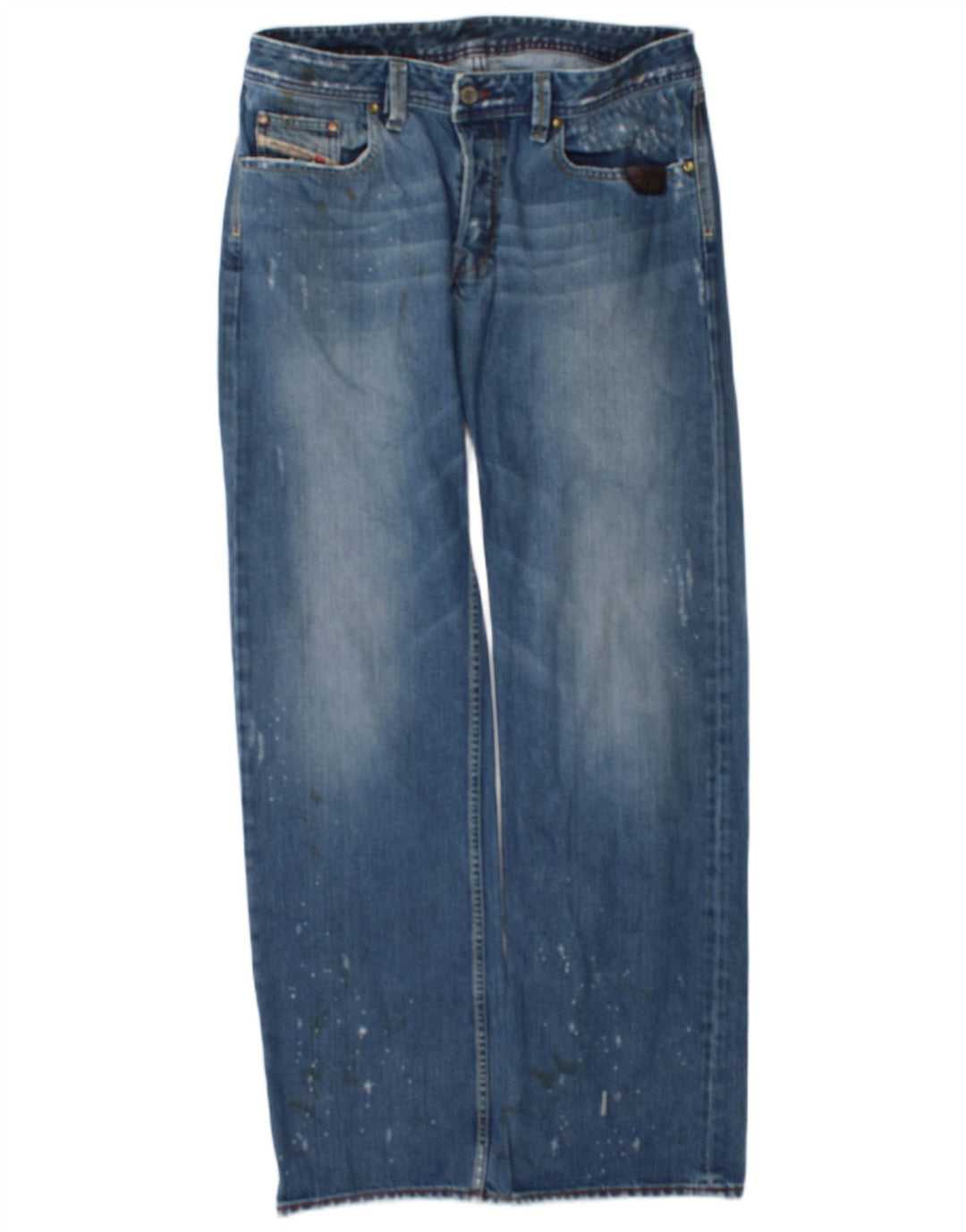 Diesel Herren Distressed Straight Jeans W34 L34 Blaue Baumwolle