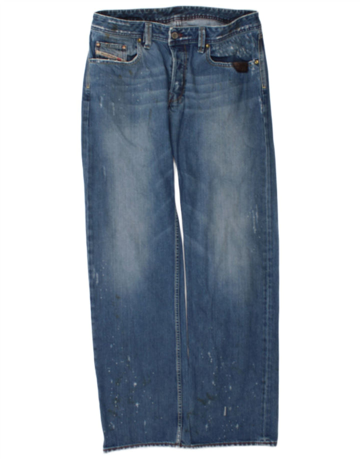 Diesel Herren Distressed Straight Jeans W34 L34 Blaue Baumwolle