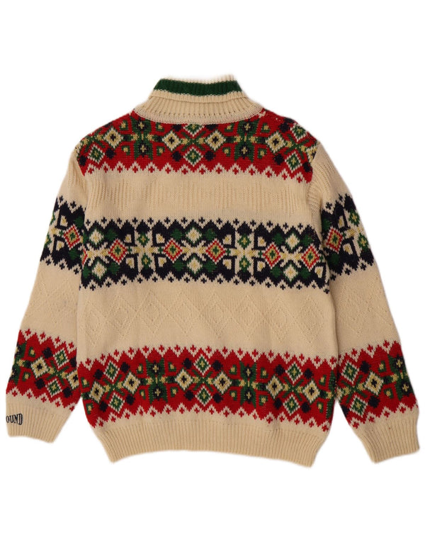 Rollkragenpullover für Jungen von Foxhound, 15–16 Jahre, cremefarbene Fair-Isle-Wolle
