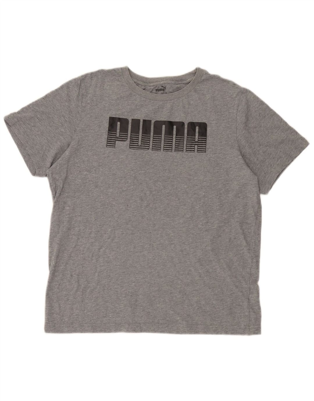 Puma Herren Grafik-T-Shirt-Oberteil aus mittelgrau gesprenkelter Baumwolle