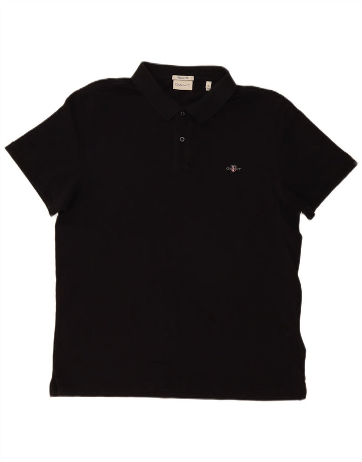 Gant Herren-Poloshirt mit normaler Passform, XL, schwarze Baumwolle
