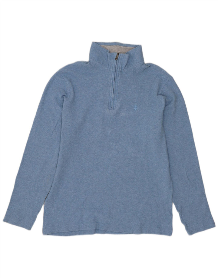 IZOD Damen-Sweatshirt mit Reißverschluss am Hals, UK 14, Mittelblau
