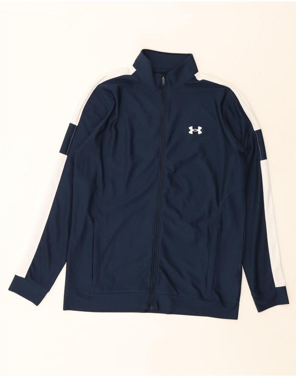 UNDER ARMOUR Herren-Trainingsanzugoberteil mit taillierter Passform, mittleres Marineblau, Farbblock
