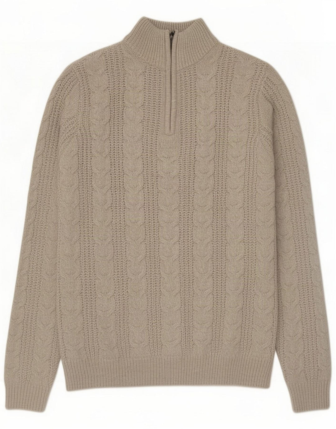 French Connection Herren-Pullover mit Reißverschluss, mittelbeige, Acryl