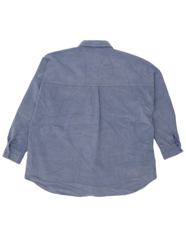 Zara Damen Übergroßes Cordhemd UK 10 Small Blau Polyester