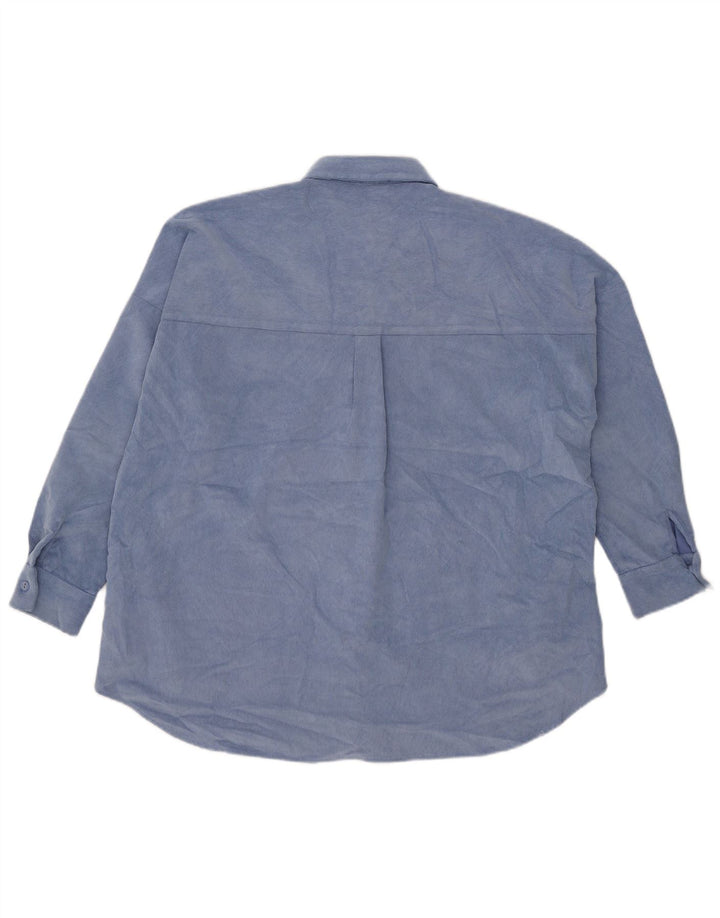 Zara Damen Übergroßes Cordhemd UK 10 Small Blau Polyester