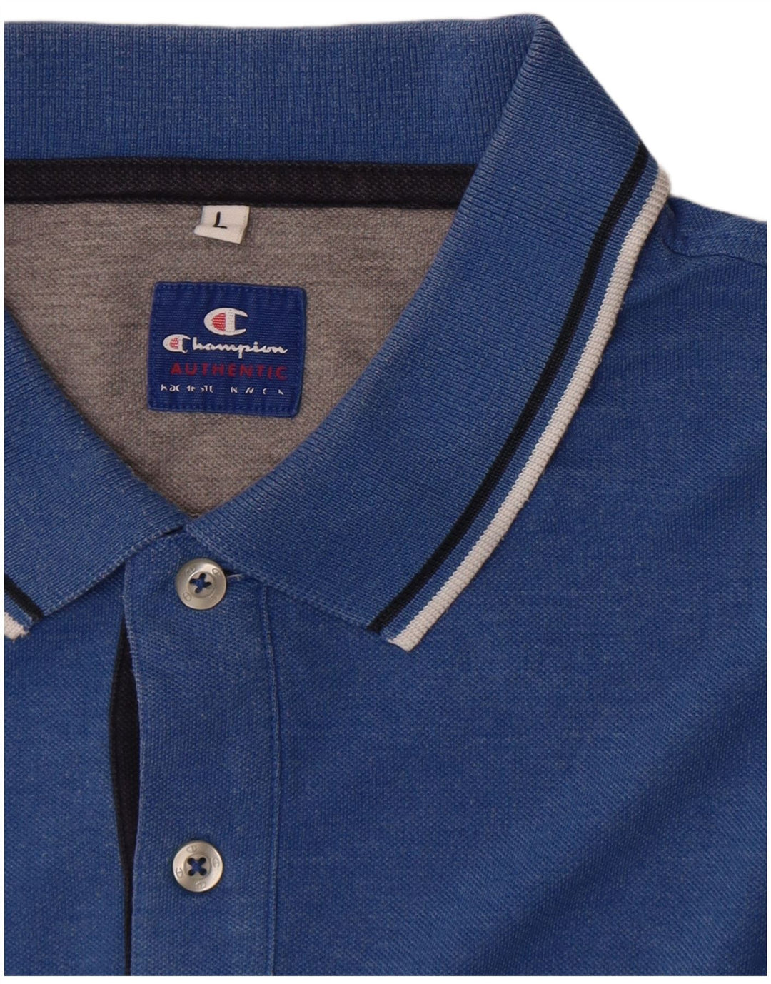 CHAMPION Herren-Poloshirt, groß, blau gestreift