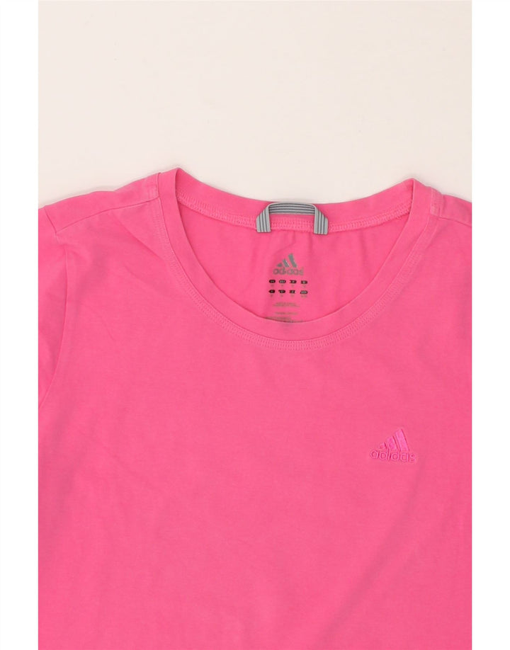 ADIDAS Womens T-Shirt Top UK 14 Medium Pink Cotton Vintage Adidas and Second-Hand Adidas from Messina Hembry 