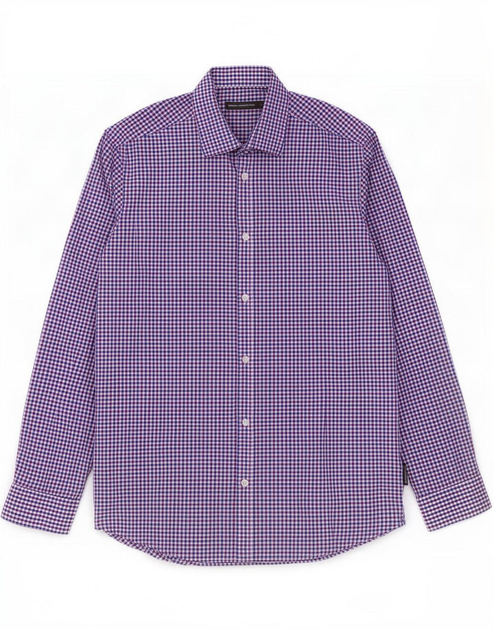 French Connection Herren-Hemd mit normaler Passform, großes, blaues Gingham-Baumwolle