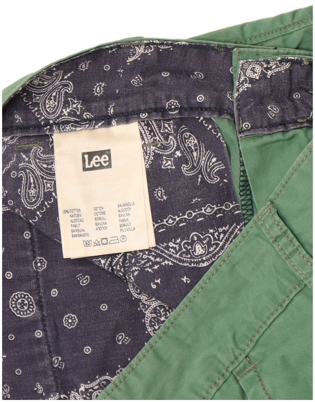Lee Herren Chinoshorts W31 mittelgrüne Baumwolle
