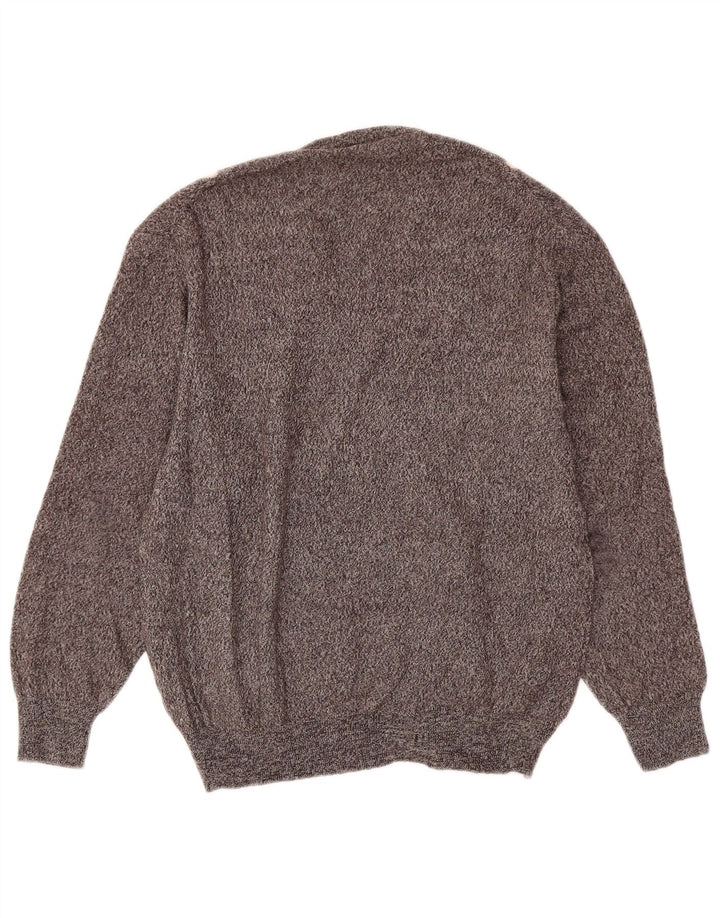 PAQUITO Damen-Pullover mit V-Ausschnitt, UK 14, mittelgrau, Argyle/Diamant