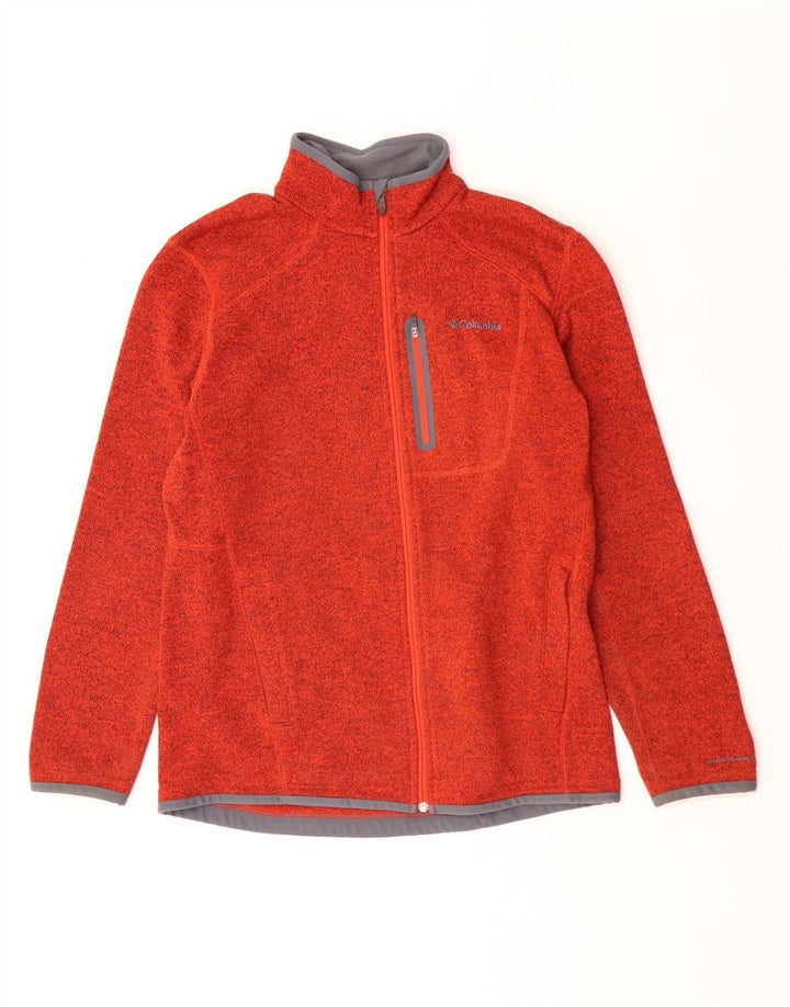 Columbia Herren-Strickjacke, groß, orange geflecktes Polyester