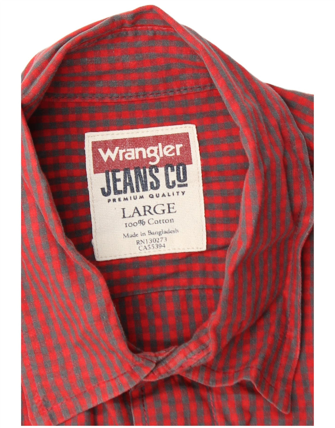 Wrangler Herrenhemd, großes rotes Gingham-Baumwollhemd