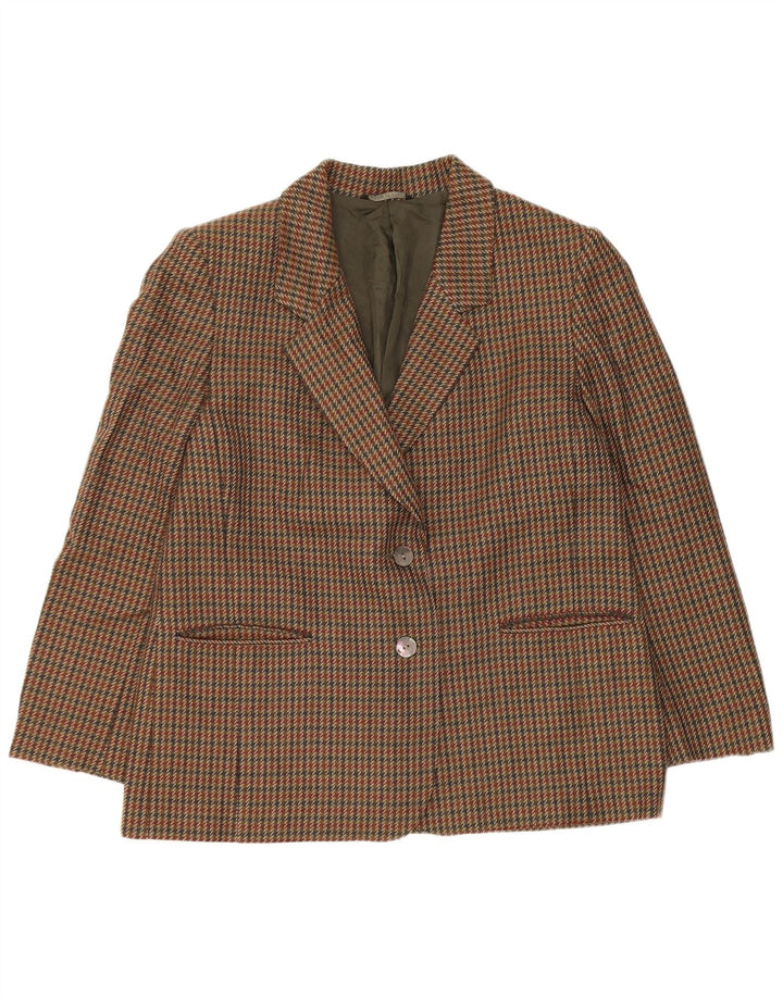 Vintage Damen 2-Knopf-Blazerjacke UK 14 Mittelgrüner Hahnentritt