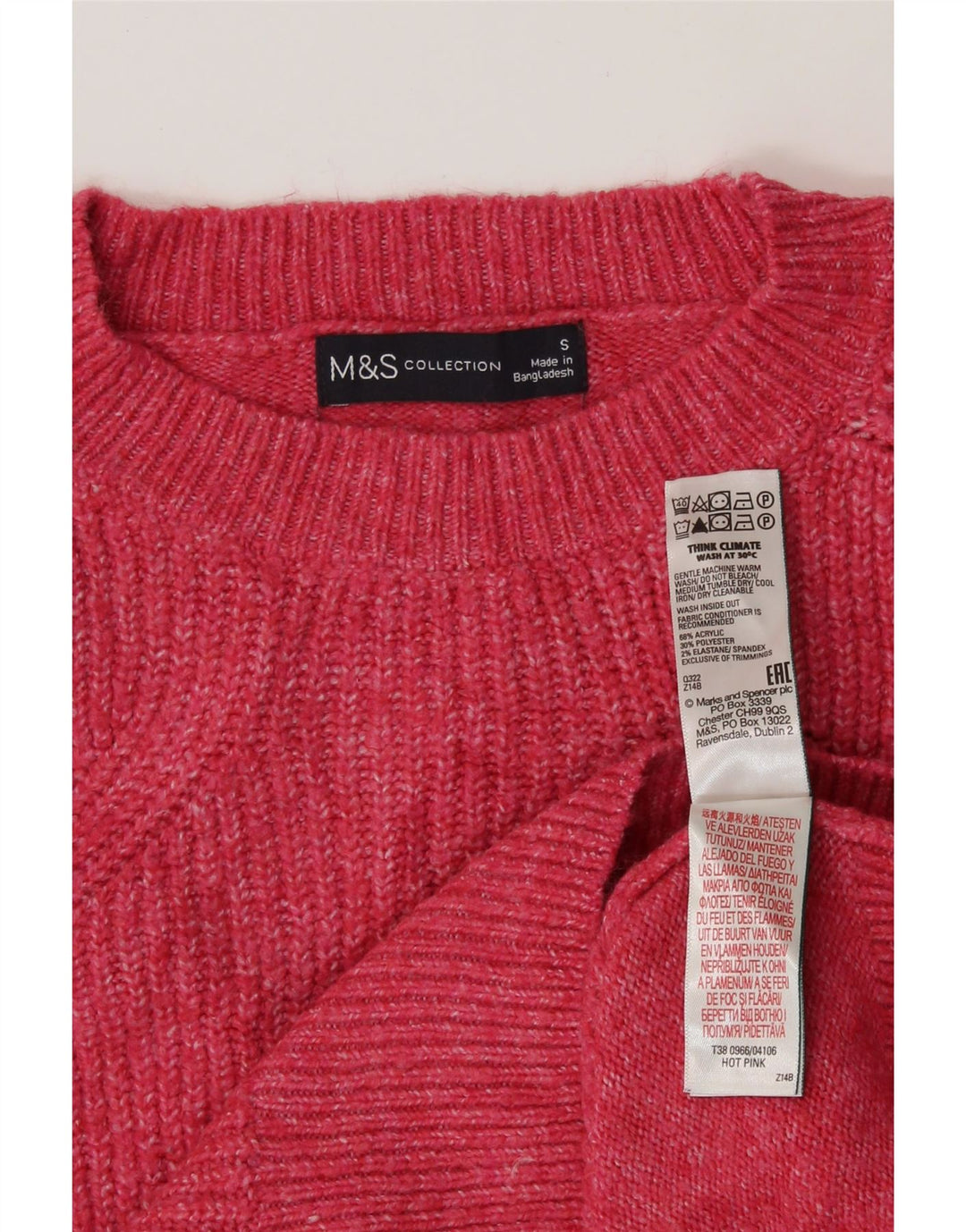 Marks & Spencer Damen-Pullover mit Rundhalsausschnitt, Gr. 10, klein, rosa, Acryl
