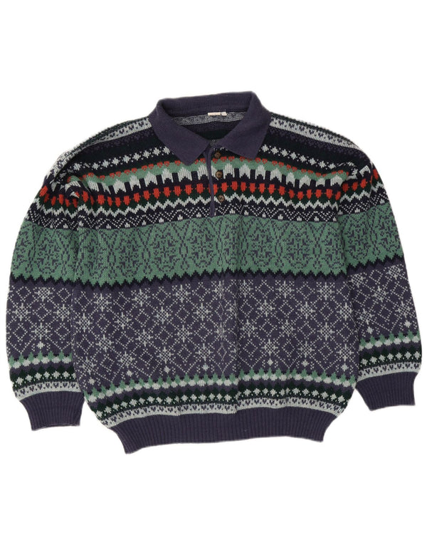 Vintage Herren Rollkragenpullover IT 50 Medium Mehrfarbig Fair Isle