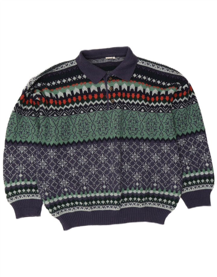 Vintage Herren Rollkragenpullover IT 50 Medium Mehrfarbig Fair Isle