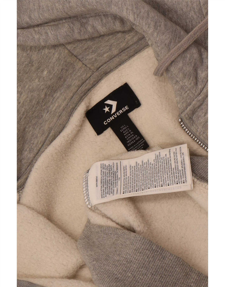 Converse Herren-Kapuzenpullover mit Reißverschluss, groß, graue Baumwolle