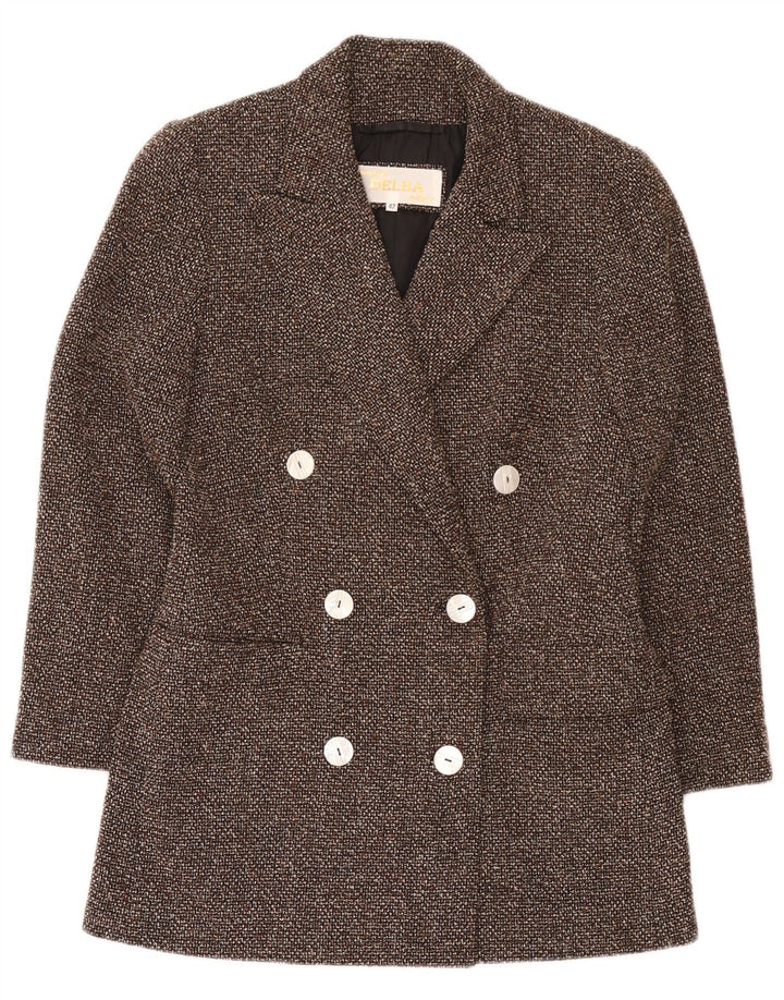 Delba Damen-Zweireiher-Blazer-Jacke, EU 42, große braun gesprenkelte Wolle