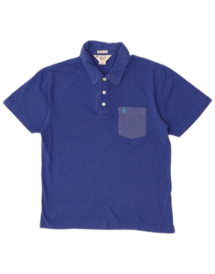 Penguin Herren Heritage Slim Fit Poloshirt Mittelblau gepunktete Baumwolle