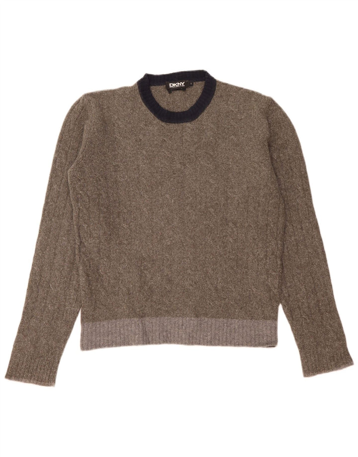 Dkny Herren-Pullover mit Rundhalsausschnitt, Größe S, Grau, Colourblock-Wolle