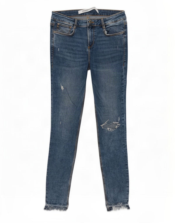 Zara Damen Trafaluc Distressed Skinny Jeans EU 40 Medium W30 L26 Blau