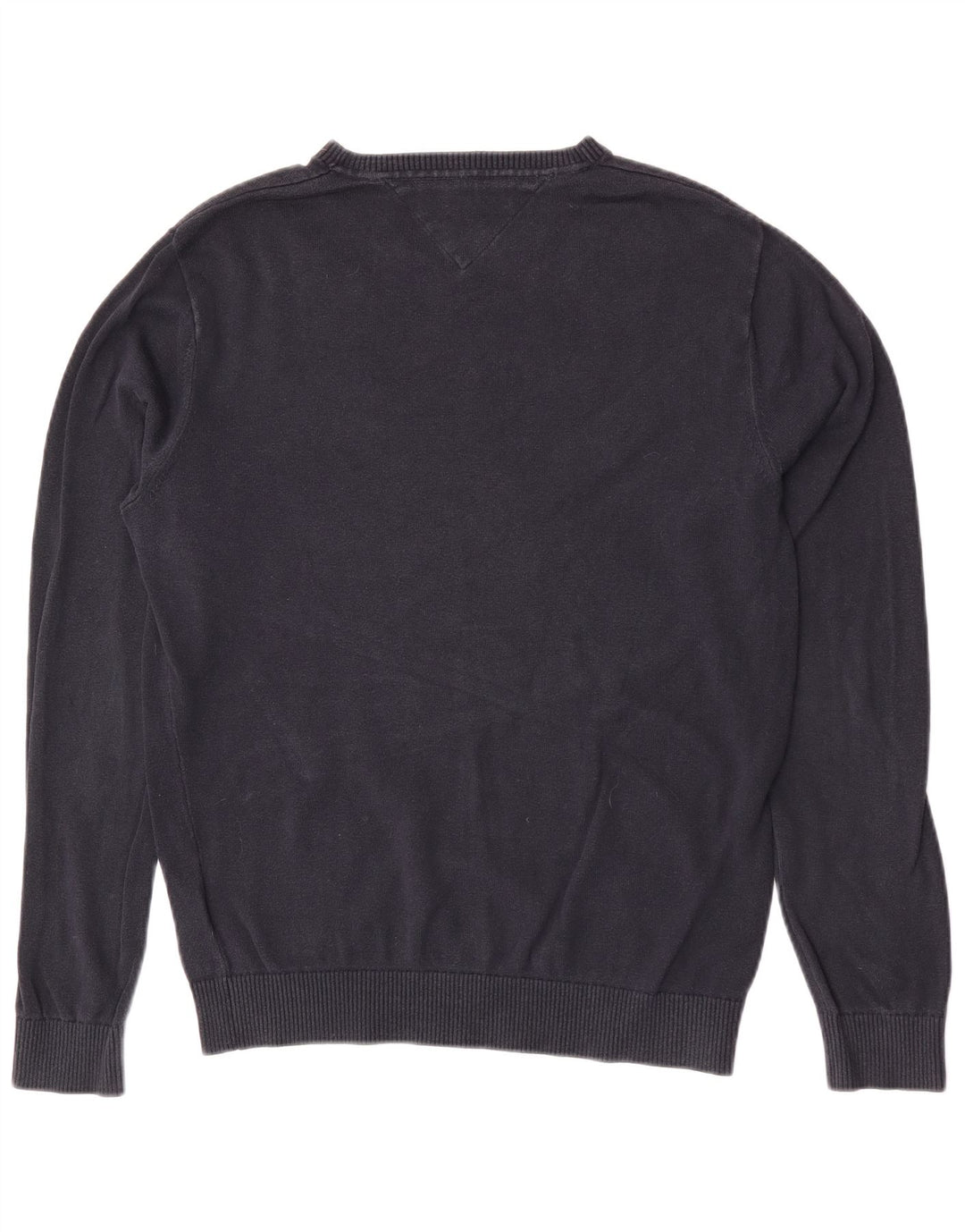 Tommy Hilfiger Herren-Pullover mit V-Ausschnitt, mittelmarineblaue Baumwolle
