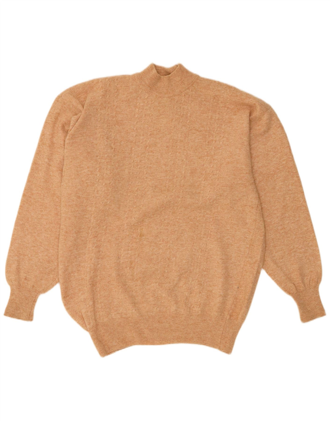 Vintage Damen Rollkragenpullover Pullover UK 16 Große braune Lammwolle