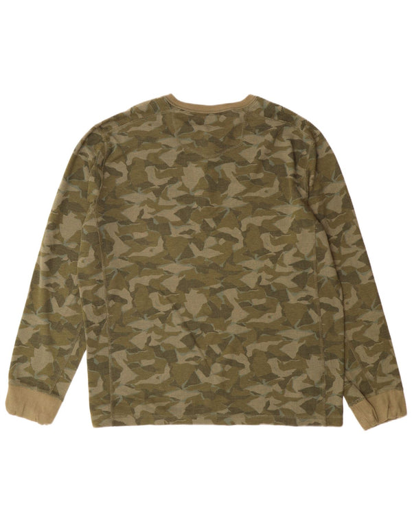 Eddie Bauer Herren Top Langarm XL Grün Camouflage Baumwolle