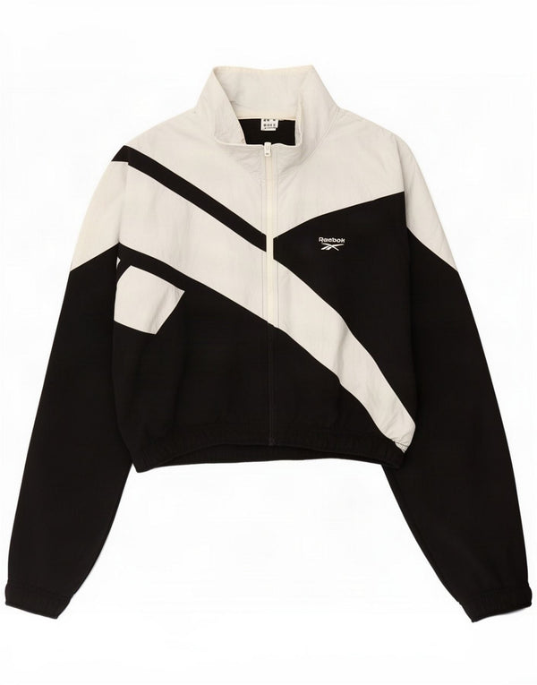 Reebok Damen-Trainingsanzug-Top-Jacke, UK 6, XS, Schwarz, Colourblock-Polyamid