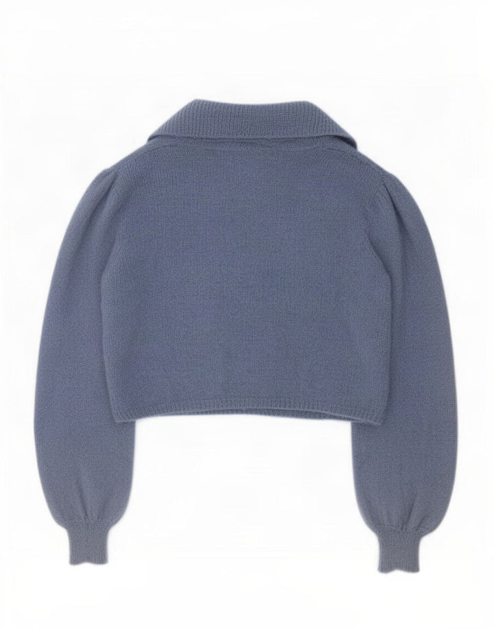Übergroßer Bolero-Pullover von Zara für Damen, UK 14, mittelblaues Nylon