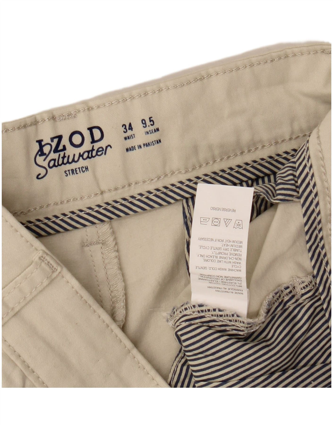 Izod Herren Salt Water Chino Shorts W34 Large Beige Baumwolle