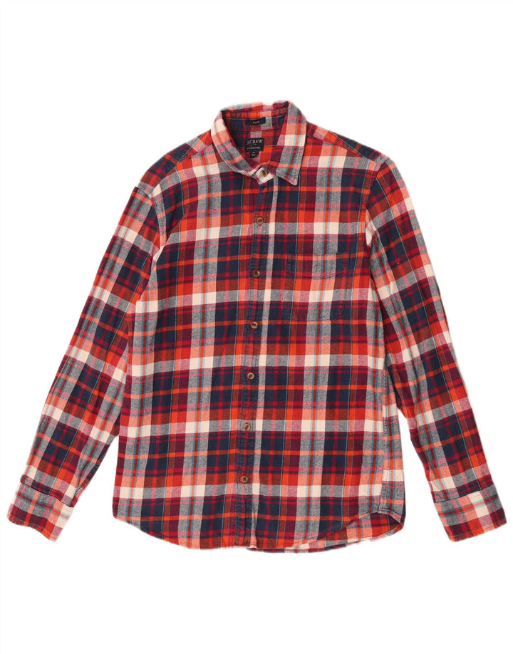 J. Crew Slim Flanellhemd für Herren, mittelrot, kariert, Baumwolle