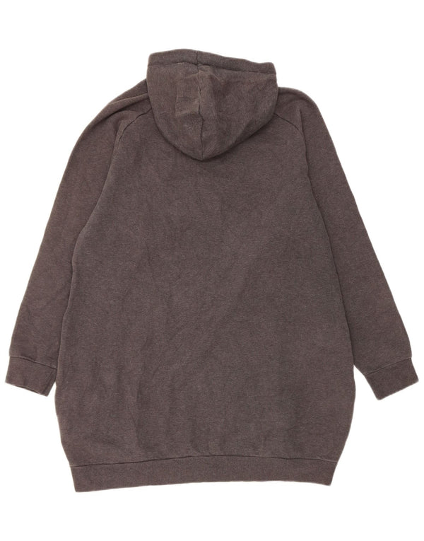 Puma Damen Longline Graphic Hoodie Pullover UK 14 Mittelgraue Baumwolle