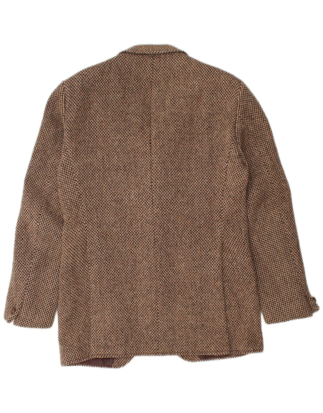 HARRIS TWEED Herren 3-Knopf-Blazerjacke UK 38 Mittelbraune Schurwolle