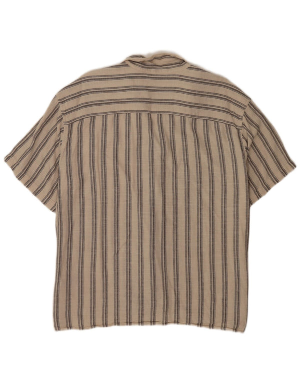 Jack & Jones Herren Kurzarmhemd XL Beige gestreift aus Baumwolle